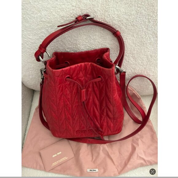 Miu Miu Matelassé Nappa Leather Bucket Bag - Picture 2 of 15
